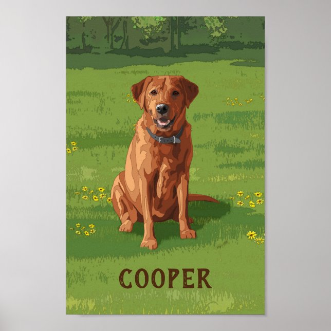 Poster Fox Red Yellow Labrador Retriever Cão (Frente)