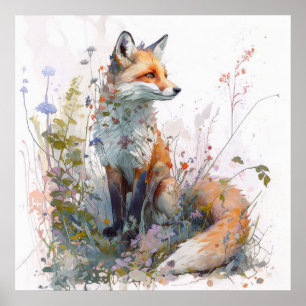 Poster Fox Retrait Animal Painting Willife Outdoor Art