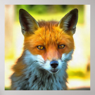Poster Fox Retrait - Arte Realista da Vida Selvagem