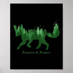 Poster Fox Silhouette Perve & Protect Environmenta