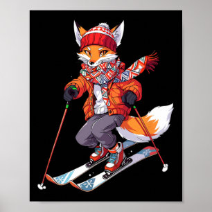 Poster Fox Skier Esquiador Esqui Neve de inverno 1
