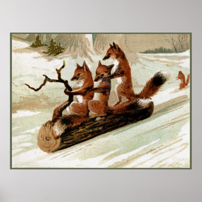 Póster Fox Sleigh Ride Vintage (Frente)