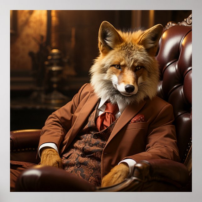Poster Fox vermelha em um terno e curta-fotografia de lux (Frente)
