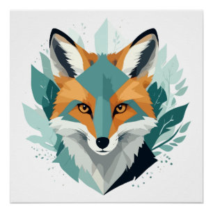 Póster Fox Willife Animal Nature Outdoor Watercolor