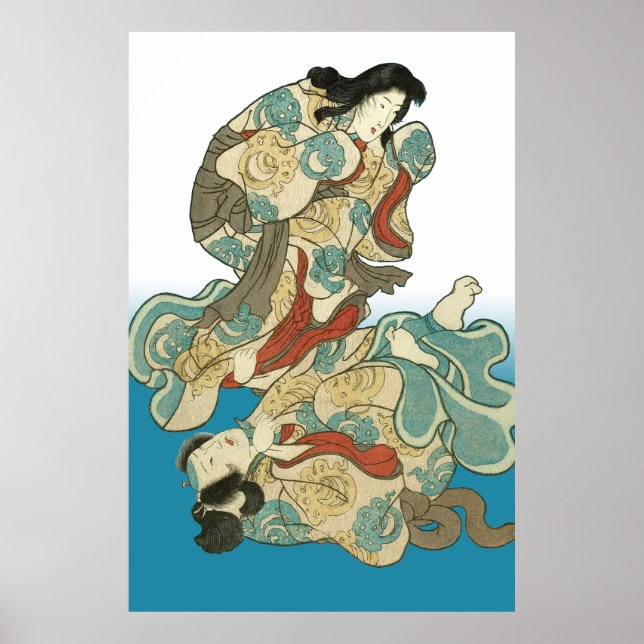 Poster Fox-woman and fox-man Kuniyoshi - Asukai Masatsune (Frente)