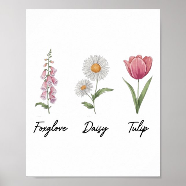 Poster Foxglove Daisy Tulip Floral (Frente)