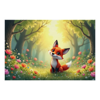 Póster Foxglow - Um Amigo Da Floresta Whimsical