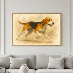 Poster Foxhound Watercolor Art