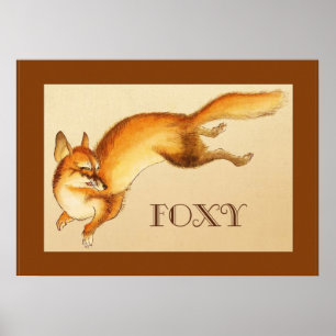 Póster "Foxy" - Esboço japonês de uma raposa