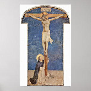Póster Fra Angelico - StDominic na cruz do cristo