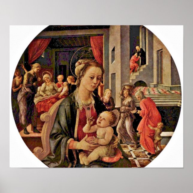 Poster Fra Filippo Lippi - Madonna e Child tondo (Frente)
