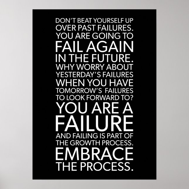 Poster Fracasso Abrange O Processo, Gym, Hustle, Sucesso (Frente)