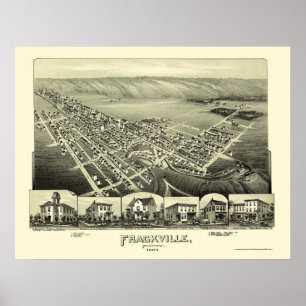 Poster Frackville, mapa panorâmico do PA - 1889