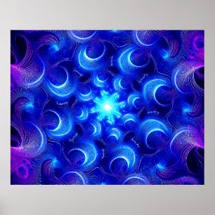 Poster Fractais Azuis da Lua Crescente