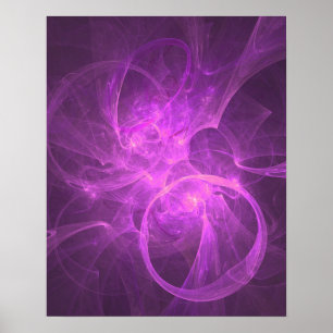 Póster Fractal Abstrato púrpura e rosa com círculos