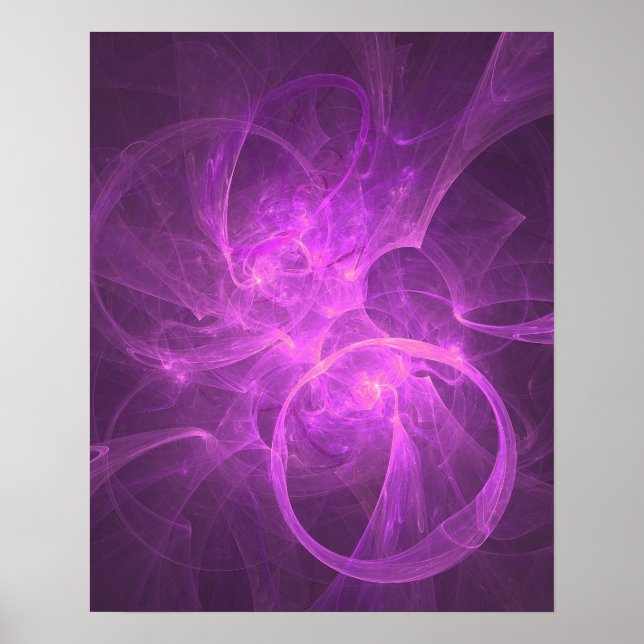 Póster Fractal Abstrato púrpura e rosa com círculos (Frente)