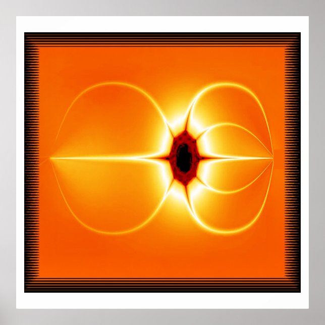 Poster Fractal Amarelo Com Fundo Laranja (Frente)