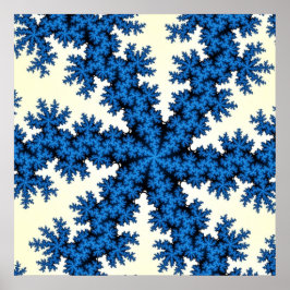 Póster Fractal Azul e Branco Coloridos