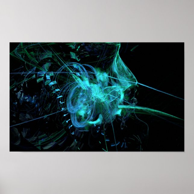 Poster Fractal Azul-Verde (Frente)