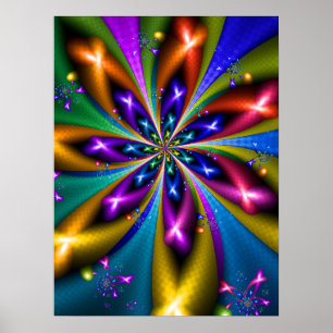 Poster Fractal Colorido de Starburst