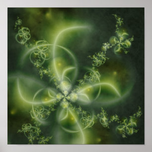 Póster Fractal de Clover de Quatro Folhas