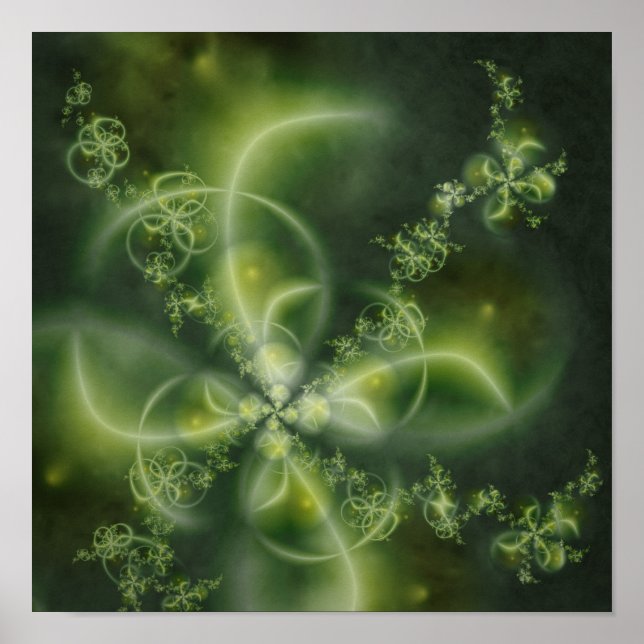 Póster Fractal de Clover de Quatro Folhas (Frente)