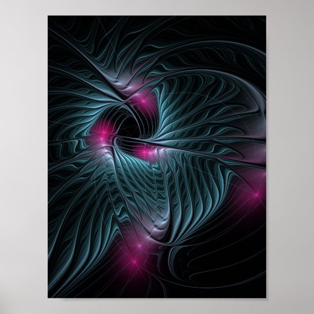 Poster Fractal de Fantasia Colorida abstrato (Frente)