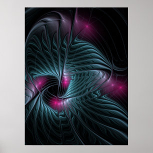 Poster Fractal de Fantasia Colorida abstrato