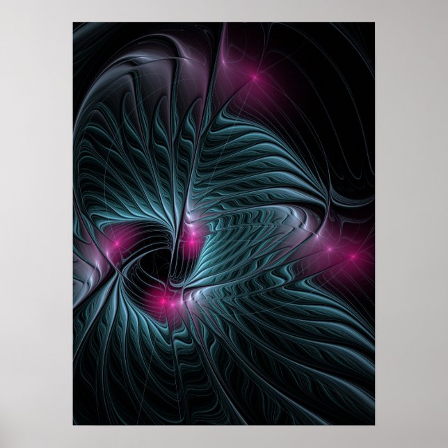 Poster Fractal de Fantasia Colorida abstrato (Frente)