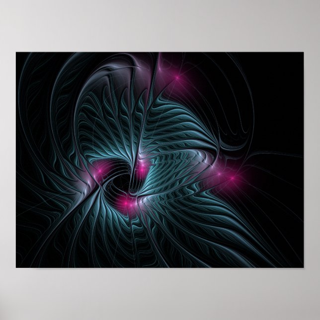 Poster Fractal de Fantasia Colorida abstrato (Frente)