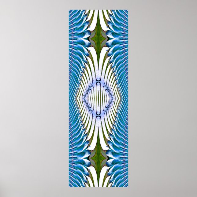 Poster Fractal de penas azuis (Frente)