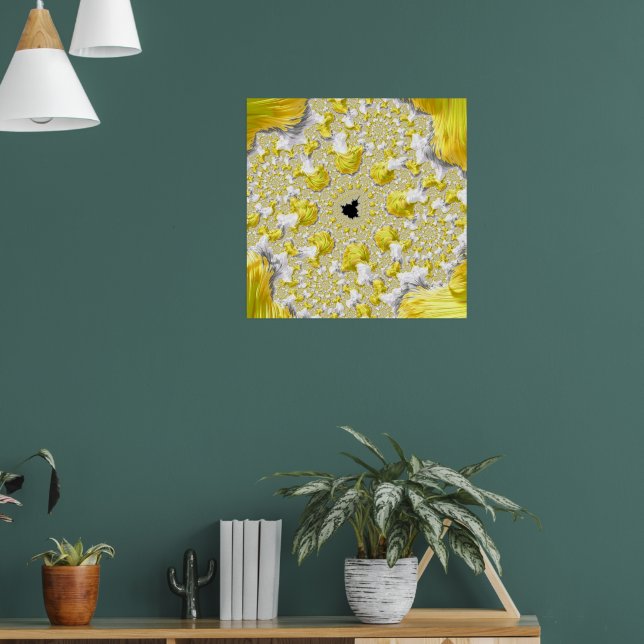 Poster Fractal Dourado Abstrato (Sala de Estar 1)