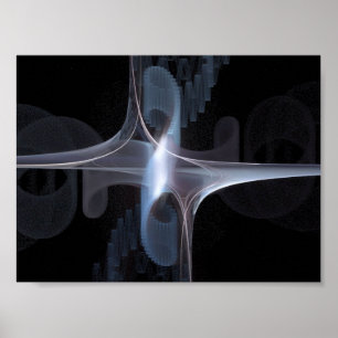 Poster Fractal em azul e em cinzento