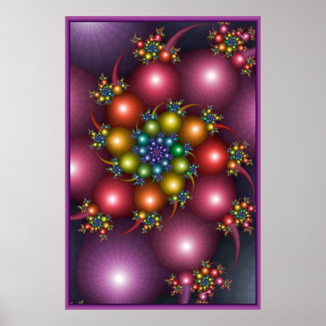 Poster Fractal em Espiral Colorido (Frente)