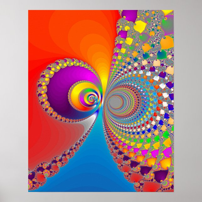 Poster Fractal espiral colorido (Frente)
