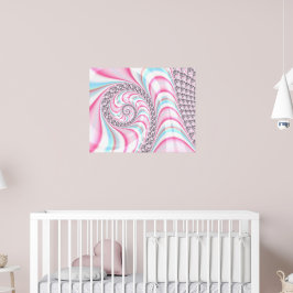 Poster Fractal Espiral Cor-de-Rosa Azul Pastel Fofo