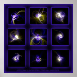 Póster Fractal Flames Comp. -azul