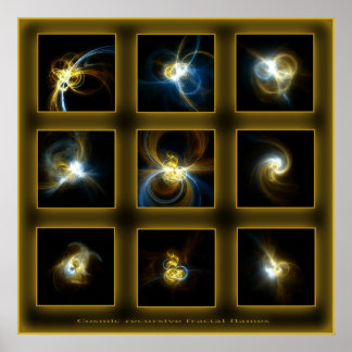 Póster Fractal Flames Comp. -bege