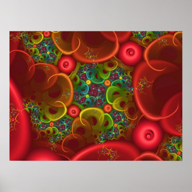 Poster Fractal Floral Vermelho (Frente)