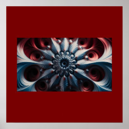 Poster Fractal Juliabrot Vermelho e Prata