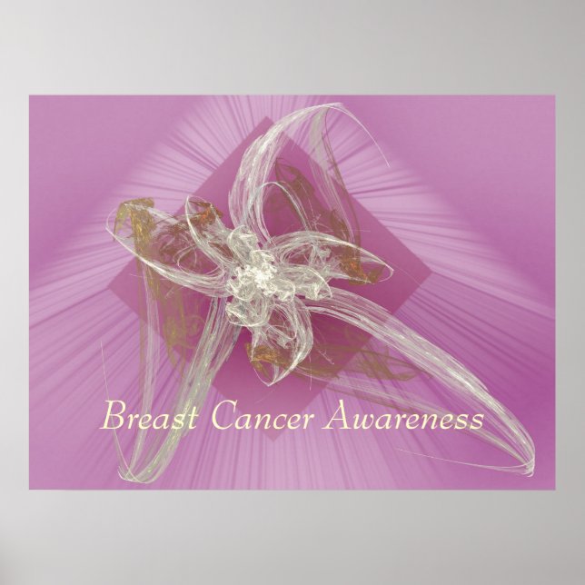 Póster Fractal Lily - Consciência do Cancer da Mama (Frente)