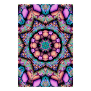 Póster Fractal Mandala Floral Psicodélico