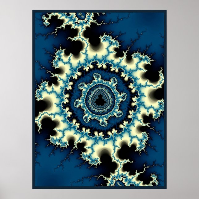 Poster Fractal Mandelbrot Azul (Frente)