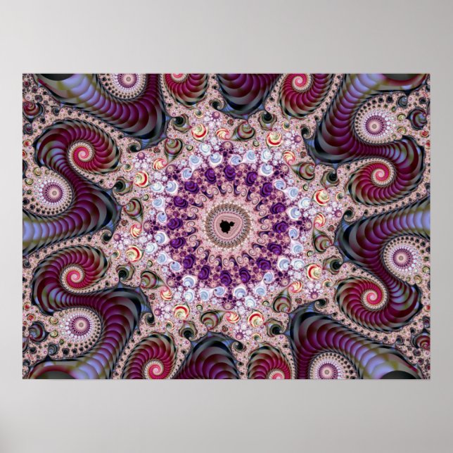 Poster Fractal Mandelbrot Roxo (Frente)