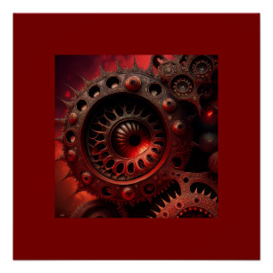 Póster Fractal Mandelbrot Steampunk Bronze