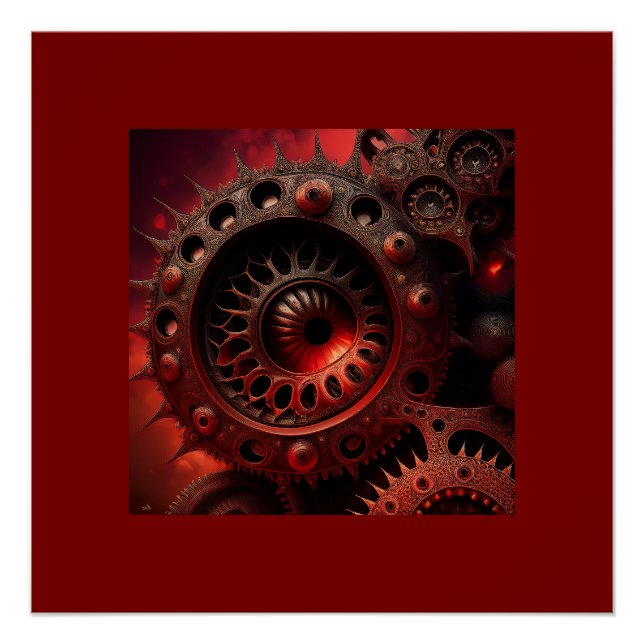 Póster Fractal Mandelbrot Steampunk Bronze (Frente)