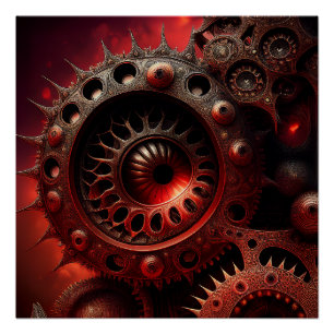 Póster Fractal Mandelbrot Steampunk Laranja Escuro