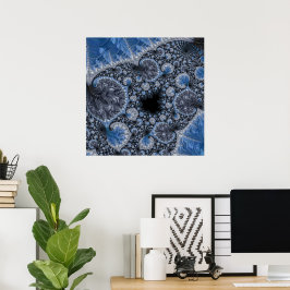 Poster Fractal Preto Azul Abstrato