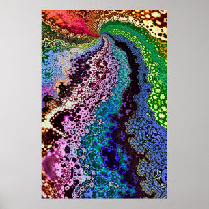 Poster Fractal Psicodélico Colorido