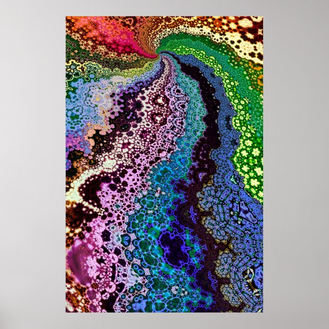 Poster Fractal Psicodélico Colorido (Frente)
